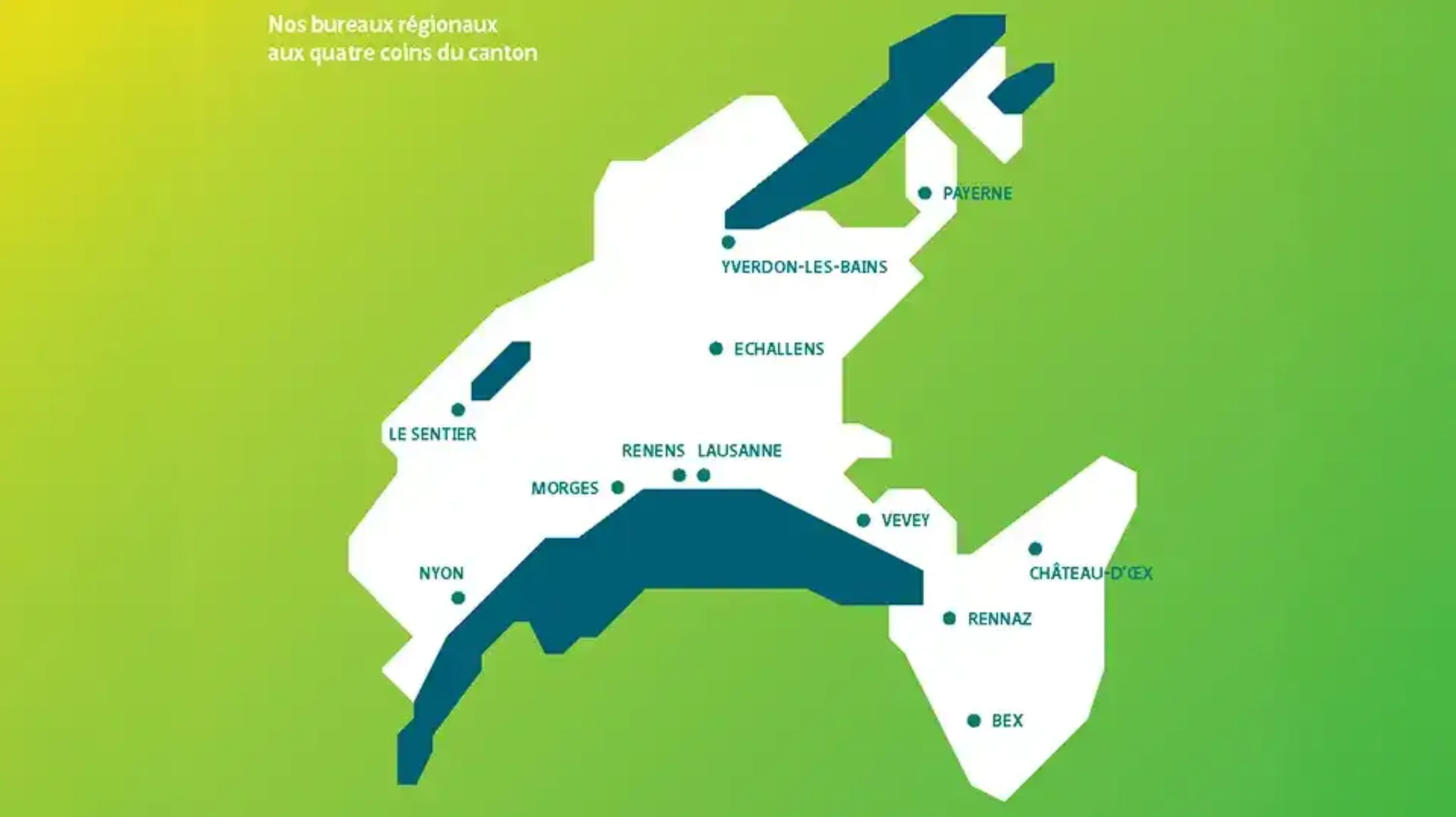 Carte des différents bureaux de Pro Senectute Vaud