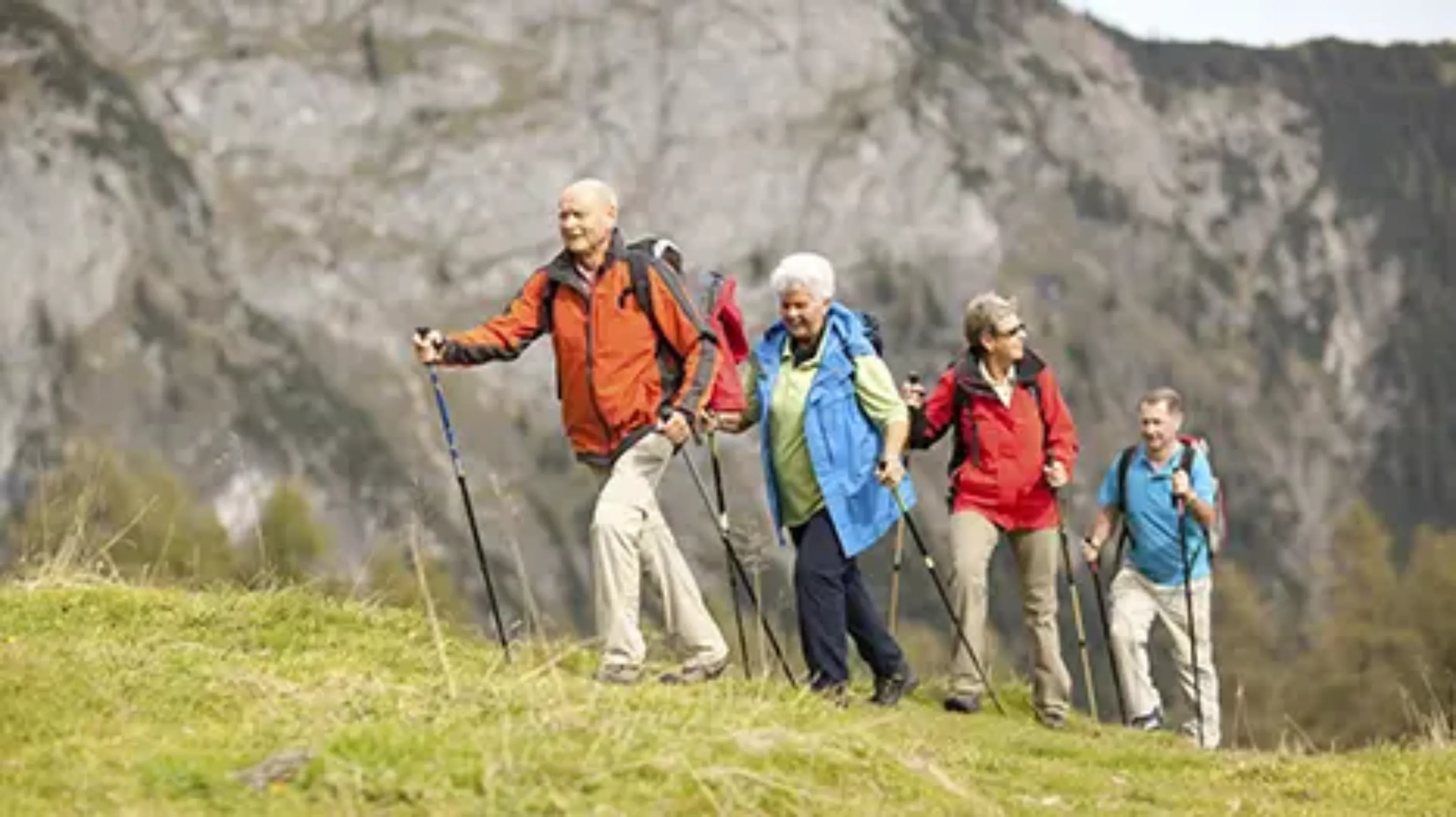 4 personnes qui pratiquent la randonnée